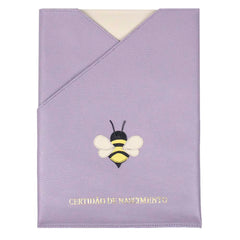 Porta Certidão de Nascimento Abelha em Couro Personalizado