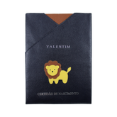 Porta Certidão de Nascimento Little Lion em Couro Personalizado