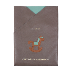 Porta Certidão de Nascimento Little Horse em Couro Personalizado