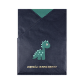 Porta Certidão de Nascimento Little Dino em Couro Personalizado