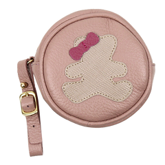Porta Chupeta Little Bear Laço em Couro Personalizada