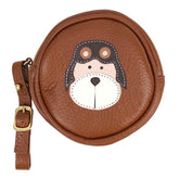 Porta Chupeta Urso Aviador em Couro Personalizada