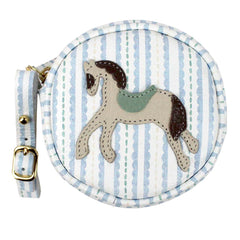 Porta Chupeta Cavalo Joca Estampa Listrado Pontilhado em Couro Personalizada