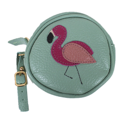 Porta Chupeta Flamingo em Couro Personalizada