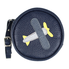 Porta Chupeta Little Plane em Couro Personalizada