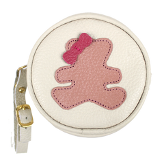 Porta Chupeta Little Bear Laço em Couro Personalizada