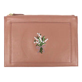 Porta Documento Bordado Muguet em Couro Personalizado