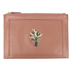 Porta Documento Bordado Muguet em Couro Personalizado