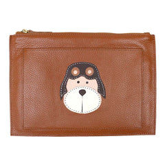 Porta Documento Urso Aviador em Couro Personalizado