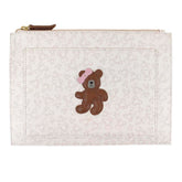 Porta documento Ursa Teddy Estampa Ursos com Caramelo Liso e Rosa Chá Pronta Entrega