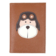 Porta Identidade Urso Aviador em Couro Personalizado
