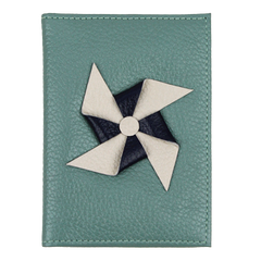 Porta Identidade Catavento Jade com Marinho Liso e Off White Liso Pronta Entrega