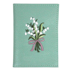 Porta Identidade Bordado Muguet em Couro Personalizado