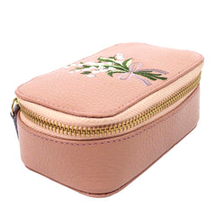 Porta Joias Mini Helena Bordado Muguet em Couro Personalizado