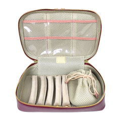 Porta Joias Olga Algodão Doce Liso com Burgundy Liso Pronta Entrega