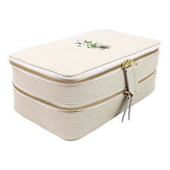 Porta Joias Olga Bordado Muguet em Couro Personalizado