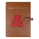 Porta Mini Certidão De Nascimento Little Bear Caramelo Liso com Vermelho Liso Pronta Entrega
