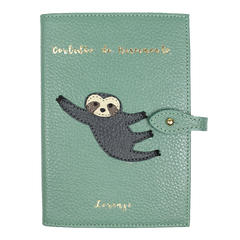 Porta Mini Certidão de Nascimento Bicho Preguiça em Couro Personalizado