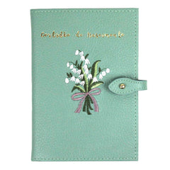 Porta Mini Certidão de Nascimento Bordado Muguet em Couro Personalizado