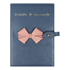Porta Mini Certidão de Nascimento Laço em Couro Personalizado