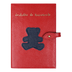 Porta Mini Certidão de Nascimento Little Bear em Couro Personalizado