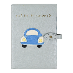 Porta Mini Certidão de Nascimento Little Car em Couro Personalizado