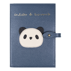 Porta Mini Certidão de Nascimento Little Panda em Couro Personalizado