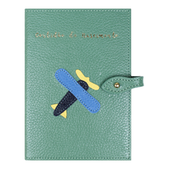 Porta Mini Certidão de Nascimento Little Plane em Couro Personalizado