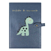 Porta Mini Certidão de Nascimento Little Dino em Couro Personalizado