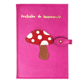 Porta Mini Certidão de Nascimento Cogumelo em Couro Personalizado