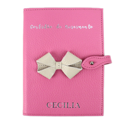 Porta Mini Certidão de Nascimento Laço em Couro Personalizado