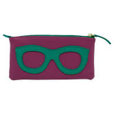 Porta Óculos Lunettes Fúcsia Liso com Esmeralda Pronta Entrega