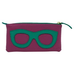 Porta Óculos Lunettes Fúcsia Liso com Esmeralda Pronta Entrega