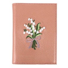 Porta Passaporte Bordado Muguet em Couro Personalizado