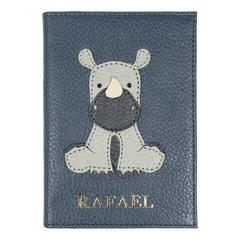 Porta Passaporte Rinoceronte em Couro Personalizado