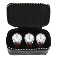 Porta Relógio Triplo em Couro Personalizado