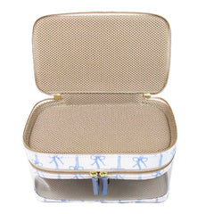 Necessaire Porta Remédio Jumbo Estampa Listra de Laços em Couro e Vinil Personalizado