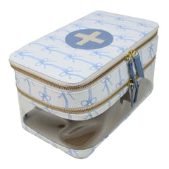 Necessaire Porta Remédio Jumbo Estampa Listra de Laços em Couro e Vinil Personalizado