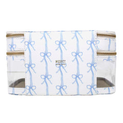 Necessaire Porta Remédio Jumbo Estampa Listra de Laços em Couro e Vinil Personalizado