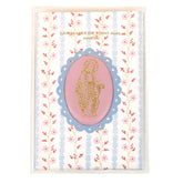 Quadrinho Nossa Senhora das Graças By Mariana Jabur Estampa Sakura Gomos Azul com Rosa Chá e Azul Bebê Pronta Entrega