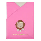 Porta Certidão de Nascimento Leoa Rosa Orquídea com Off White Liso Pronta Entrega