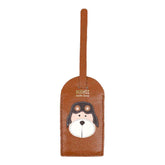 Tag de Mala Urso Aviador em Couro Personalizada