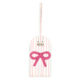 Tag de Mala Laço Rococó Estampa Listrado Pontilhado Rosa em Couro Personalizada