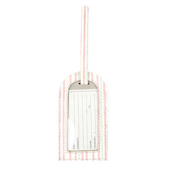 Tag de Mala Laço Rococó Estampa Listrado Pontilhado Rosa em Couro Personalizada