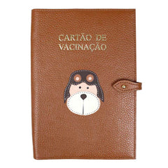 Porta Cartão de Vacina Urso Aviador em Couro Personalizado