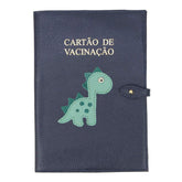 Porta Cartão De Vacina Little Dino Marinho Liso com Esmeralda e Menta Liso Pronta Entrega