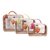 Kit Necessaire Crystal com 3 Balão Sarah em Couro Personalizada