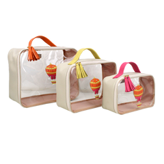 Kit Necessaire Crystal com 3 Balão Sarah em Couro Personalizada