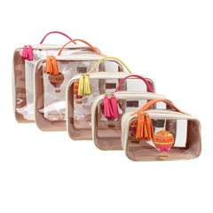 Kit Necessaire Crystal com 5 Balão Sarah em Couro Personalizada