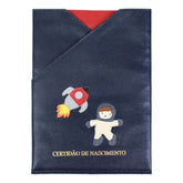 Porta Certidão de Nascimento Astronauta em Couro Personalizada
